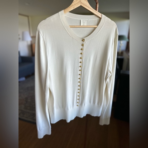 Gorgeous Joie Sweater Light Almond/Cream w/Matte Brushed Gold Buttons NWOT - Picture 8 of 8
